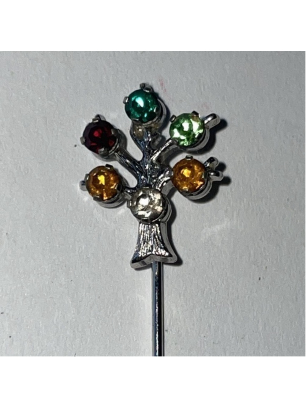 ANSON Sterling Silver Multi Color Rhinestone Stick Pin